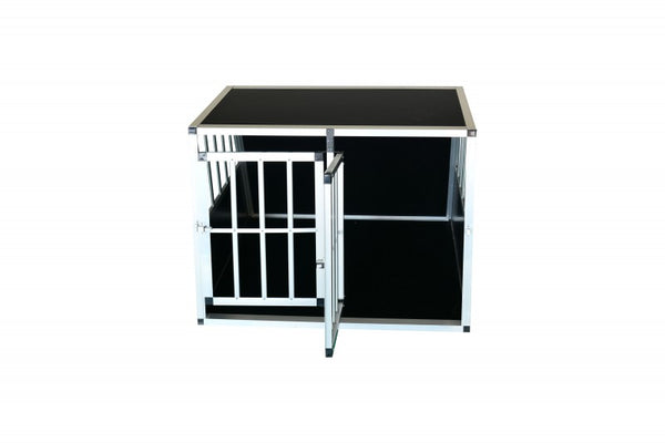 Caisse de transport double pour chiens en aluminium avec dossier incliné, grande