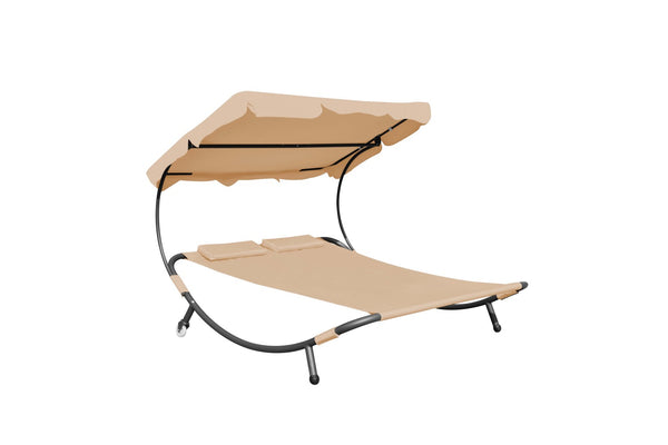 Sonnenliege Gartenliege - 2 Personen (beige)