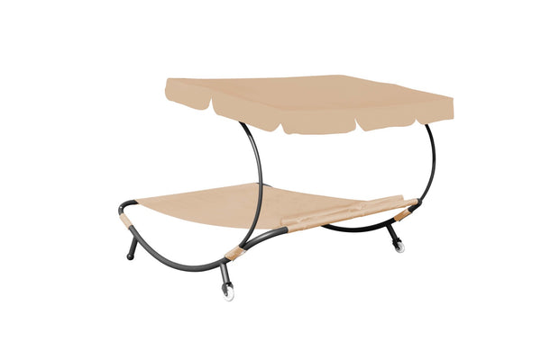 Sonnenliege Gartenliege - 2 Personen (beige)