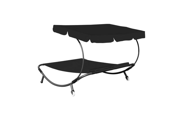 Sonnenliege Gartenliege - 2 Personen (schwarz)