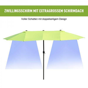 Sonnenschirm Gartenschirm Doppelsonnenschirm mit Handkurbel Grün Oval