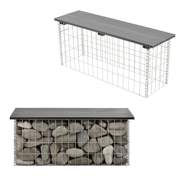 Panca in gabbione Friesland WPC 100x45x30 cm grigio