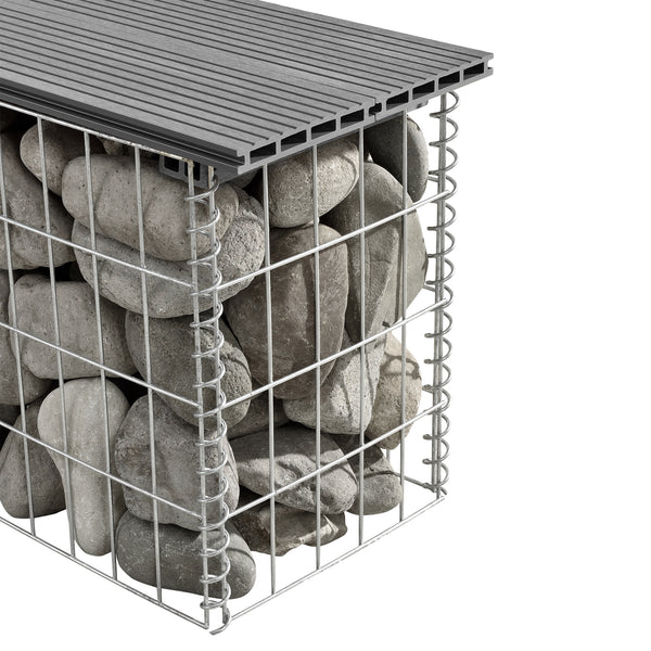 Panca in gabbione Friesland WPC 100x45x30 cm grigio