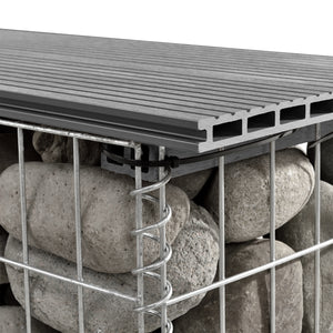 Panca in gabbione Friesland WPC 100x45x30 cm grigio