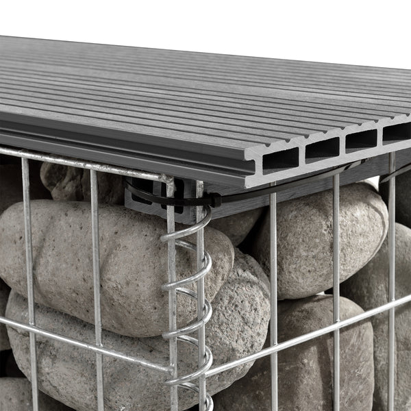 Panca in gabbione Friesland WPC 100x45x30 cm grigio