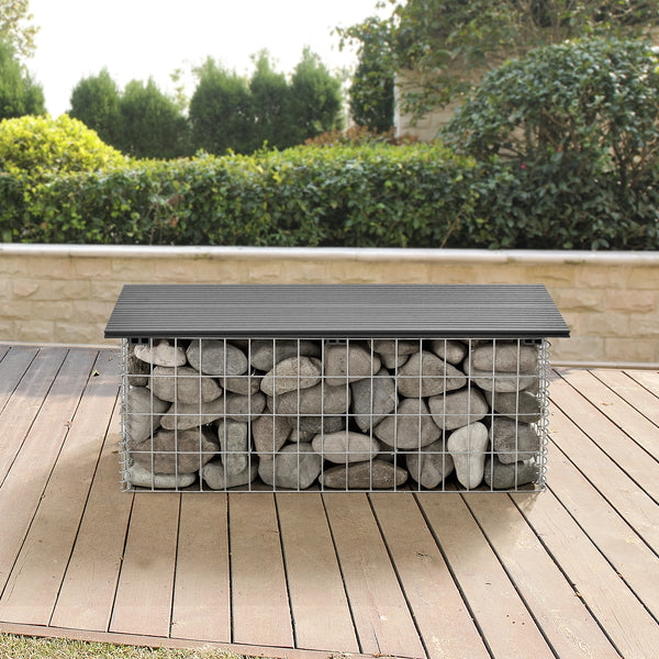 Panca in gabbione Friesland WPC 100x45x30 cm grigio