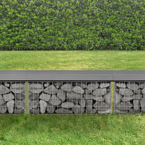 Panca in gabbione Friesland WPC 100x45x30 cm grigio