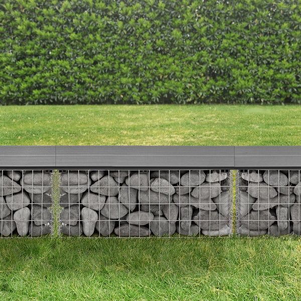 Panca in gabbione Friesland WPC 100x45x30 cm grigio