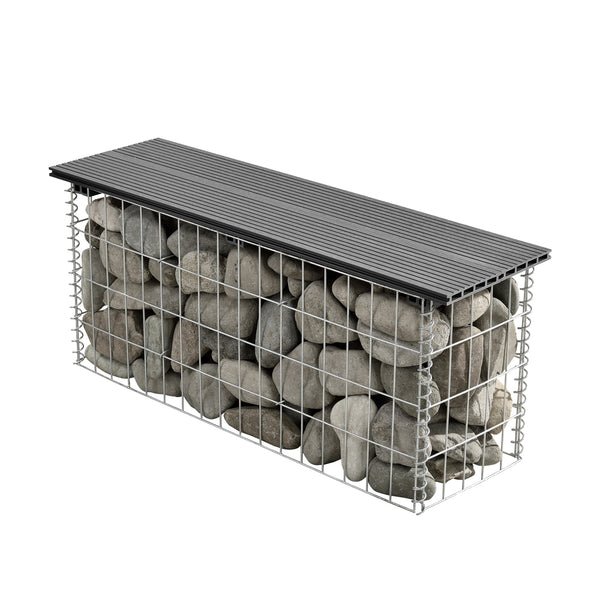 Panca in gabbione Friesland WPC 100x45x30 cm grigio