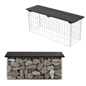 Panca in gabbione Friesland WPC 100x45x30 cm nero