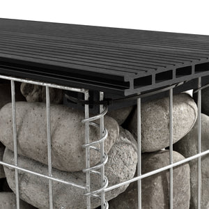 Panca in gabbione Friesland WPC 100x45x30 cm nero