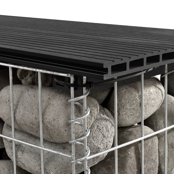 Panca in gabbione Friesland WPC 100x45x30 cm nero
