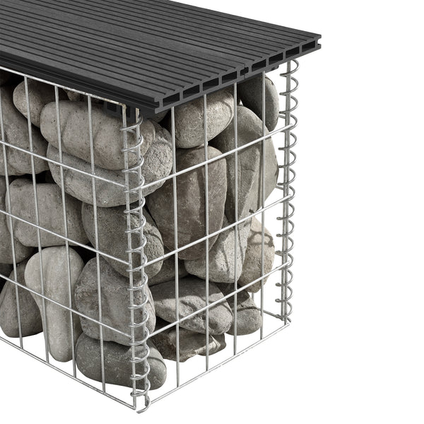 Panca in gabbione Friesland WPC 100x45x30 cm nero