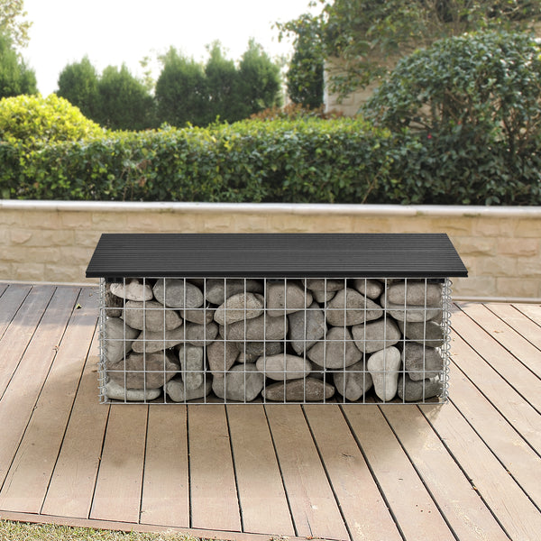 Panca in gabbione Friesland WPC 100x45x30 cm nero