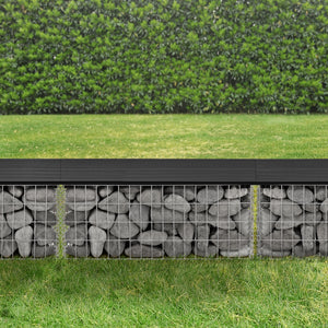 Panca in gabbione Friesland WPC 100x45x30 cm nero