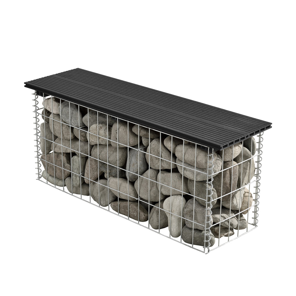 Panca in gabbione Friesland WPC 100x45x30 cm nero
