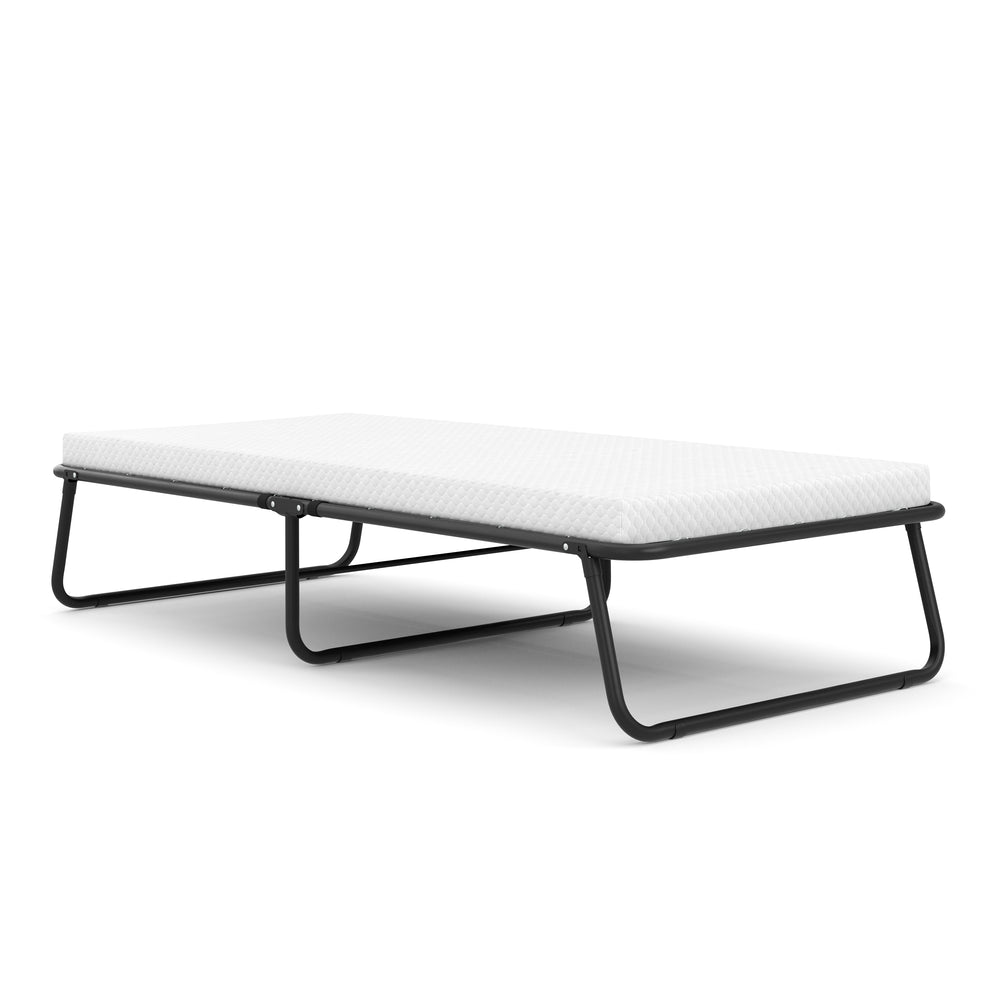 Foldable guest bed with mattress 90 x 200 cm