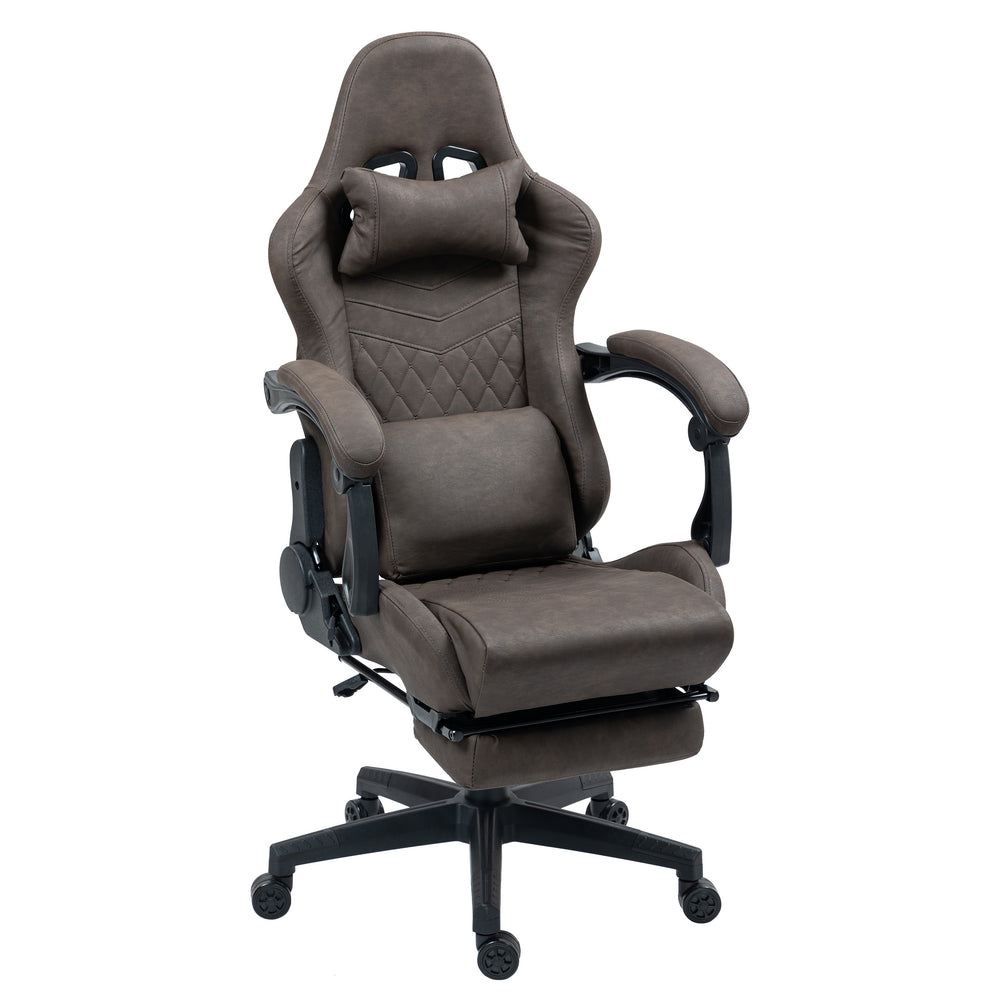 Gaming chair, office chair, leather with massage function, GREG brown