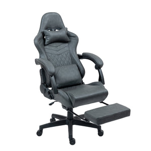 Gaming chair, office chair, leather with massage function, GREG grey
