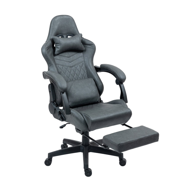 Gaming chair, office chair, leather with massage function, GREG grey