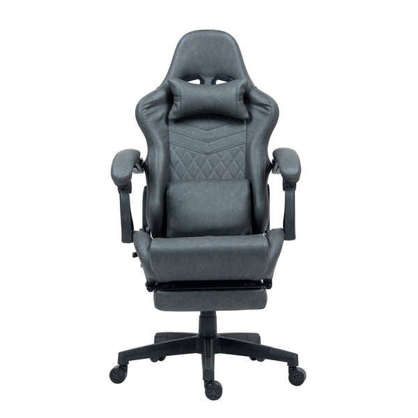 Gaming chair, office chair, leather with massage function, GREG grey