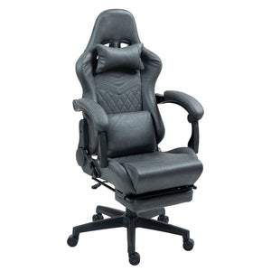 Gaming chair, office chair, leather with massage function, GREG grey