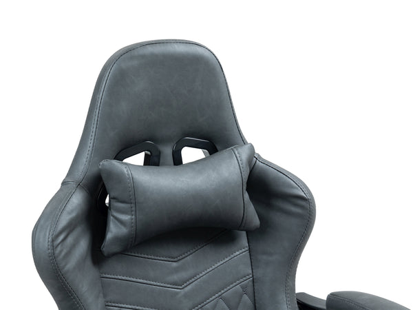 Gaming chair, office chair, leather with massage function, GREG grey