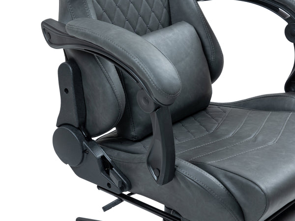 Gaming chair, office chair, leather with massage function, GREG grey