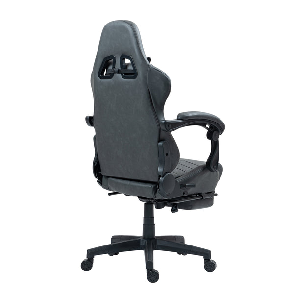 Gaming chair, office chair, leather with massage function, GREG grey