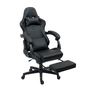 Gamingstuhl Bürostuhl Leder mit Massagefunktion GREG schwarz