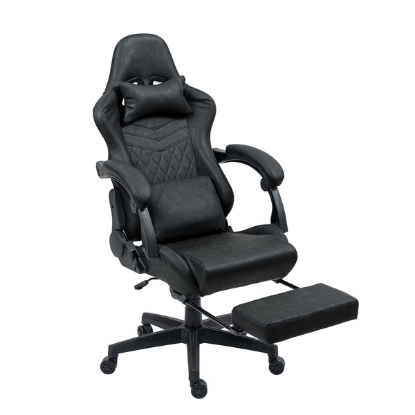 Gamingstuhl Bürostuhl Leder mit Massagefunktion GREG schwarz