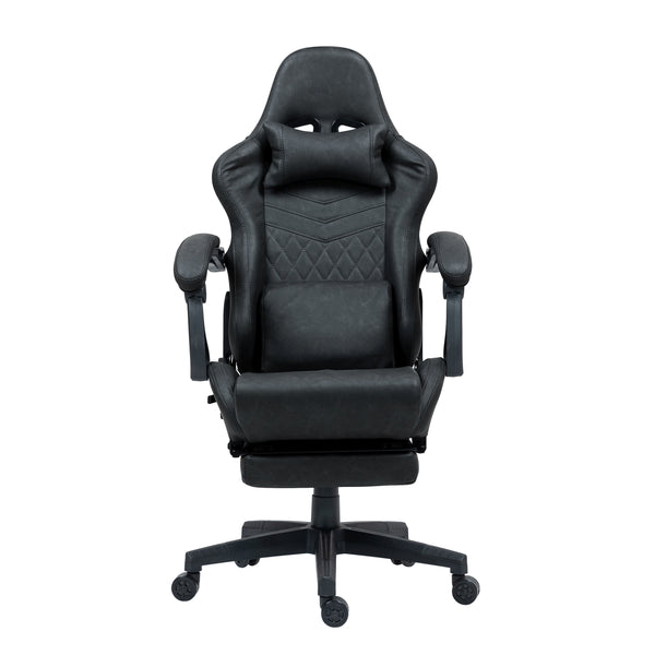 Gamingstuhl Bürostuhl Leder mit Massagefunktion GREG schwarz