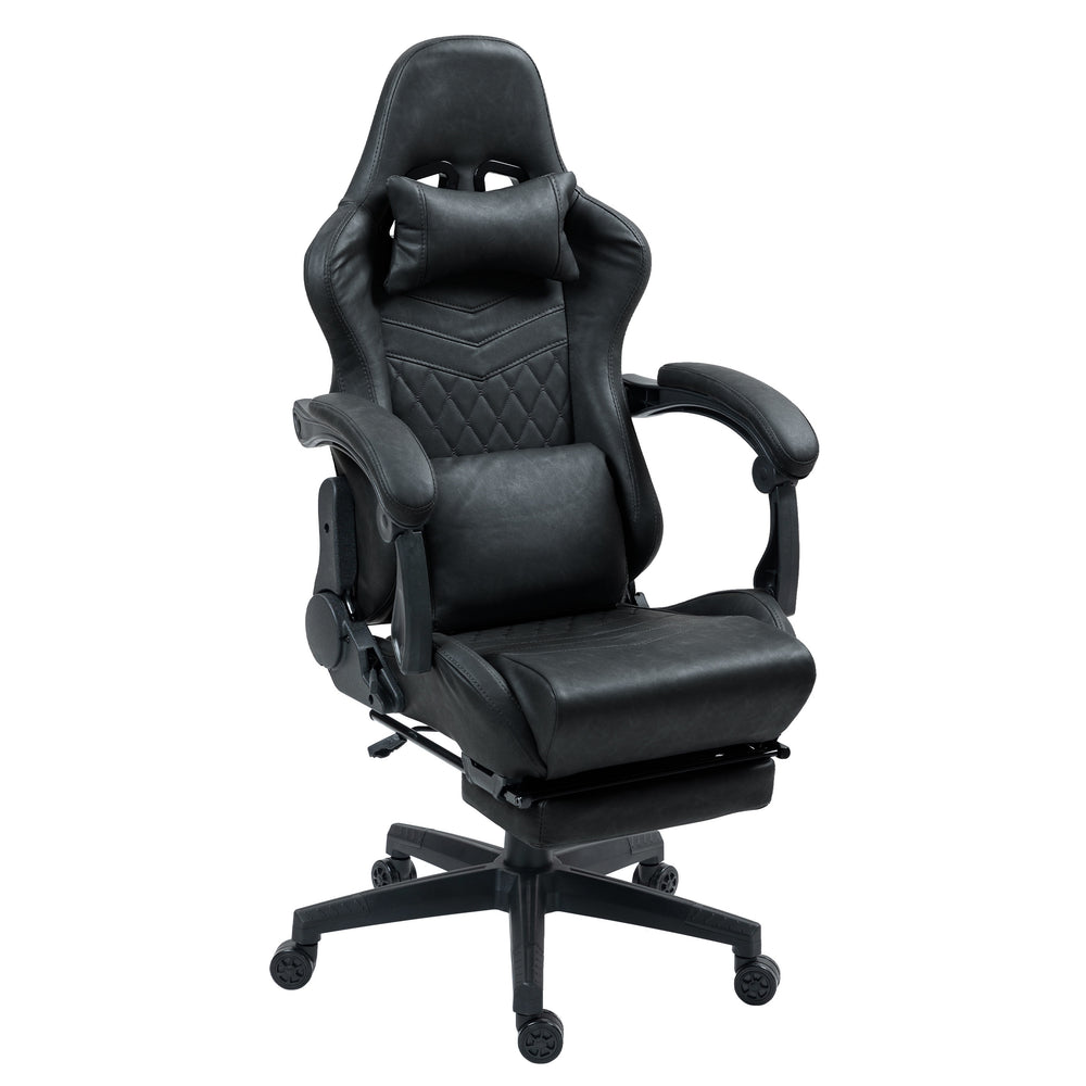 Gaming chair, office chair, leather with massage function, GREG, black