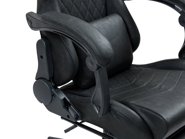 Gamingstuhl Bürostuhl Leder mit Massagefunktion GREG schwarz