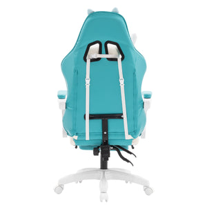 Gamingstuhl Bürostuhl Leder WINIFRED blau/weiss
