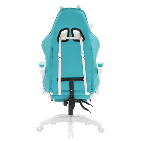 Gamingstuhl Bürostuhl Leder WINIFRED blau/weiss
