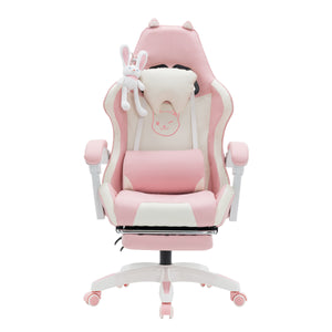 Gamingstuhl Bürostuhl Leder WINIFRED rosa/weiss