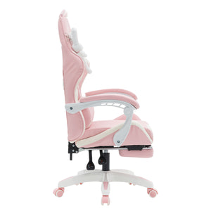 Gamingstuhl Bürostuhl Leder WINIFRED rosa/weiss