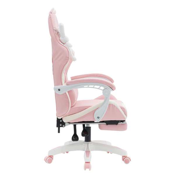 Gamingstuhl Bürostuhl Leder WINIFRED rosa/weiss
