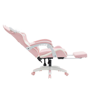 Gamingstuhl Bürostuhl Leder WINIFRED rosa/weiss