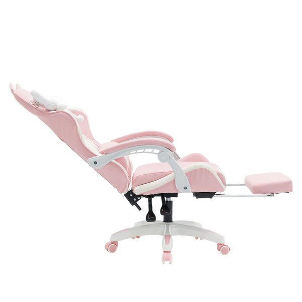 Gamingstuhl Bürostuhl Leder WINIFRED rosa/weiss
