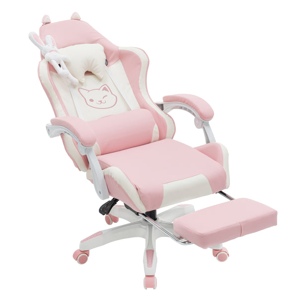 Gamingstuhl Bürostuhl Leder WINIFRED rosa/weiss