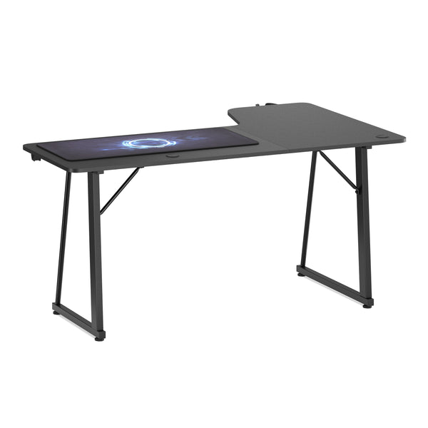 Gamingtisch L-förmig links 160 x 100 x 75 cm schwarz