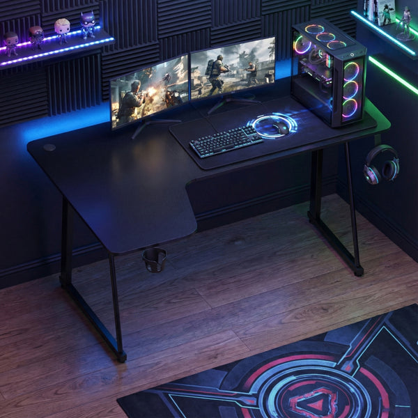 Gamingtisch L-förmig links 160 x 100 x 75 cm schwarz