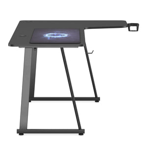 Gamingtisch L-förmig rechts 160 x 100 x 75 cm schwarz