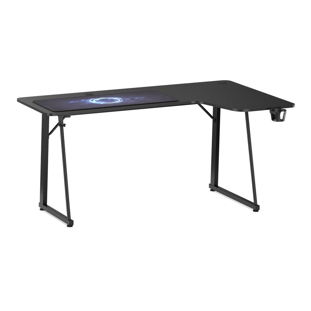 Gamingtisch L-förmig rechts 160 x 100 x 75 cm schwarz