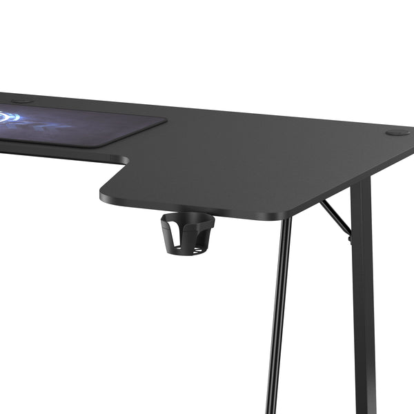 Gamingtisch L-förmig rechts 160 x 100 x 75 cm schwarz