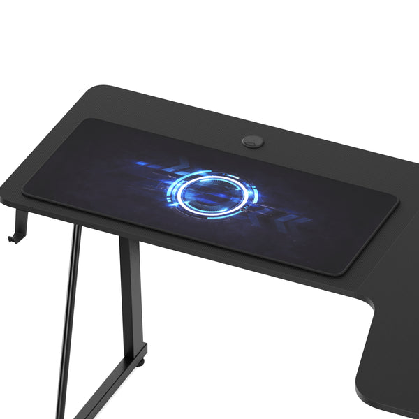 Gamingtisch L-förmig rechts 160 x 100 x 75 cm schwarz