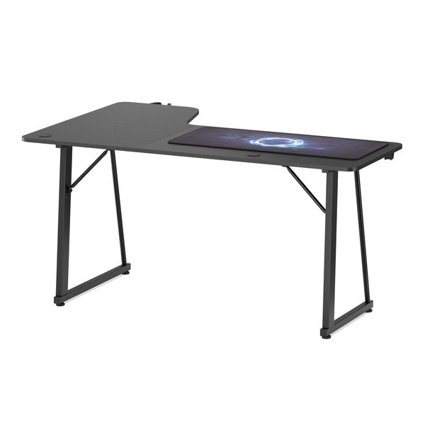 Gamingtisch L-förmig rechts 160 x 100 x 75 cm schwarz