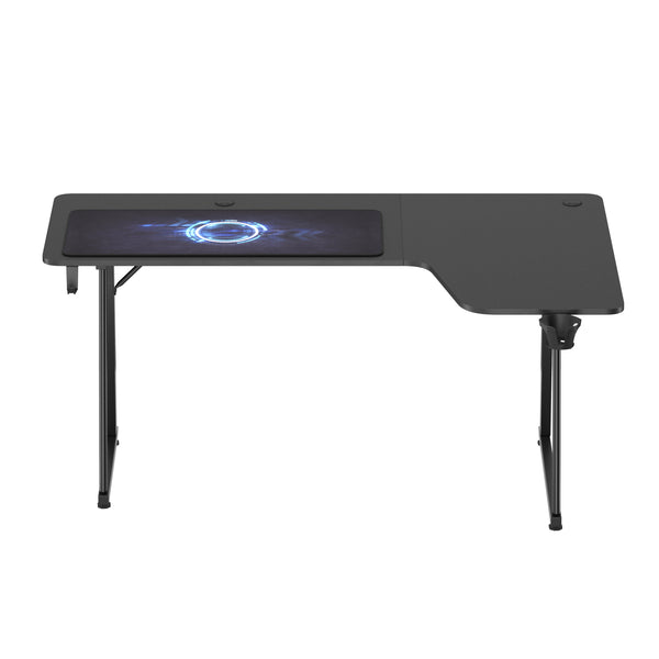 Gamingtisch L-förmig rechts 160 x 100 x 75 cm schwarz